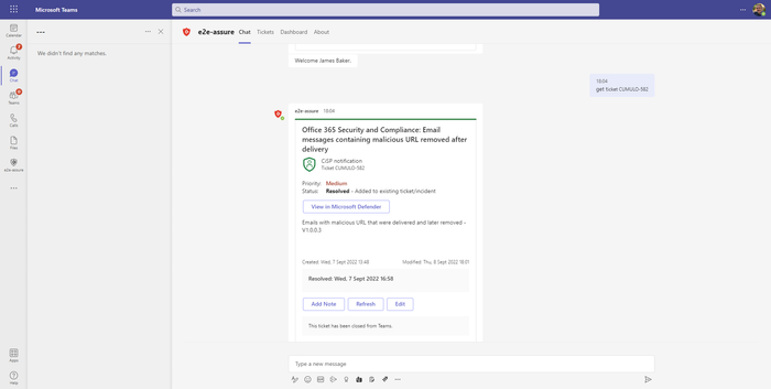 e2e-assure app for Microsoft Teams