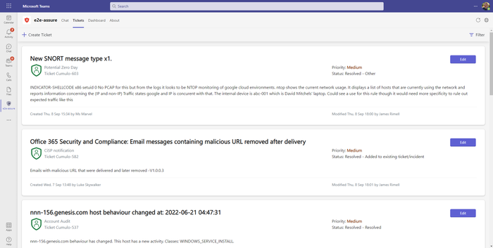 e2e-assure app for Microsoft Teams