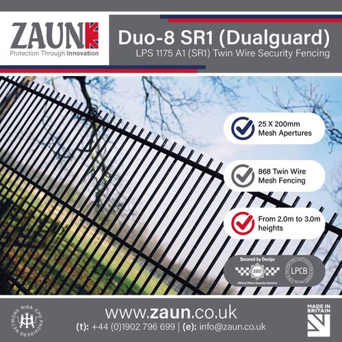 Duo-8 SR1 (Dualguard) - LPS 1175 A1 (SR1) 25 x 200mm Twin Wire Security Fencing and Gates