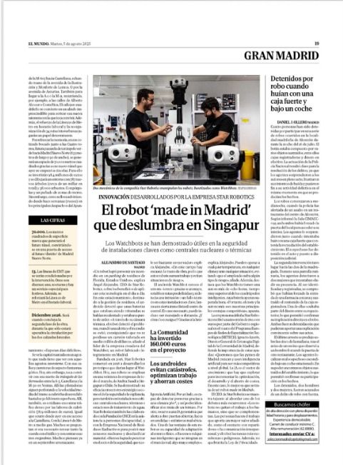 Star Robotics in El Mundo: Madrid-made Watchbot Shines in Singapore
