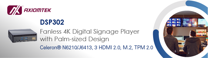 DSP302 Compact and Fanless 4K Digital Signage Player