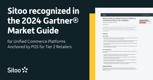 Sitoo recognized in 2024 Gartner® Market Guide for Unified Commerce Platforms Anchored by POS for Tier 2 Retailers