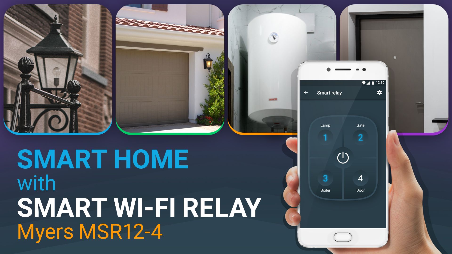 Smart home with smart Wi-Fi relay Myers MSR12-4