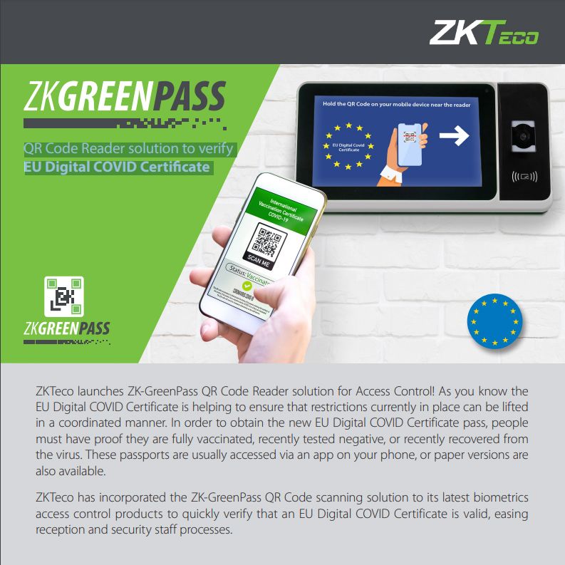 ZK Green Pass QR Code Reader for Access Control, COVID Passport