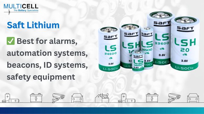 Saft Lithium Batteries (For alarms, automation systems, ID systems, beacons, gas & water meters, safety equipment)