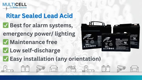 Seal Lead Acid Batteries by Ritar (For alarm systems, emergency power and emergency lighting)