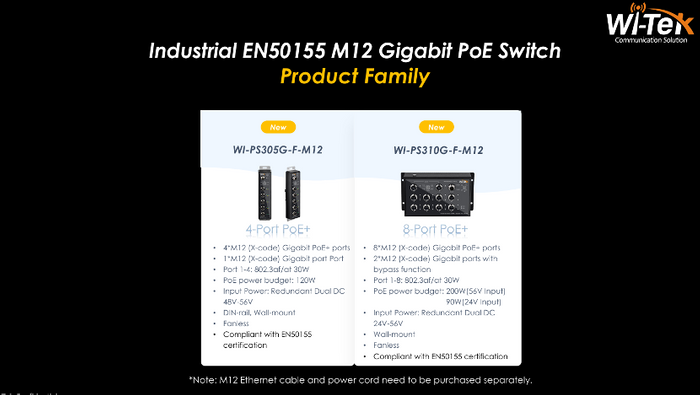 Industrial EN50155 M12 Gigabit PoE Switch