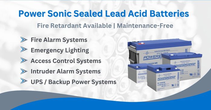 Power Sonic Sealed Lead Acid Batteries (Available in fire-retardant options)
