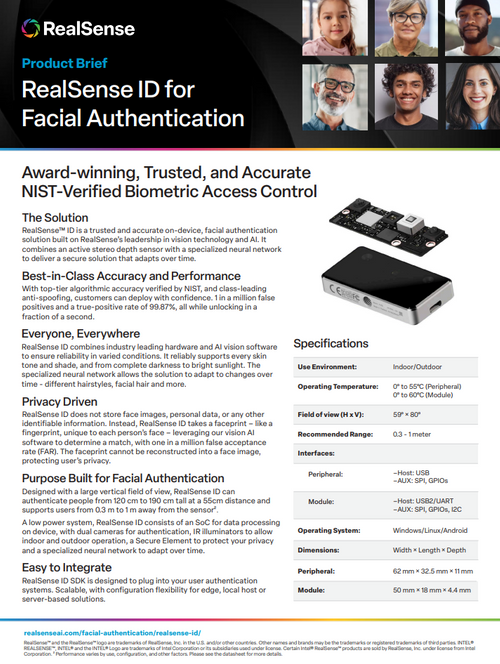 Intel RealSense ID Product Brief