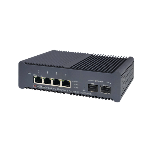 Vi30406U | Hardened PoE Managed 6-Port, 2.5G Industrial 802.3bt 90W PoE Switch