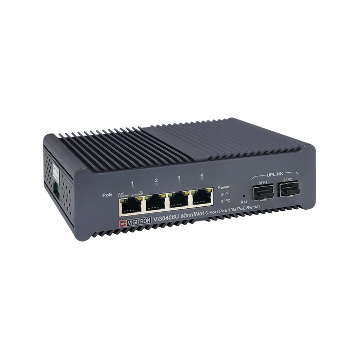 Vi30406U | Hardened PoE Managed 6-Port, 2.5G Industrial 802.3bt 90W PoE Switch