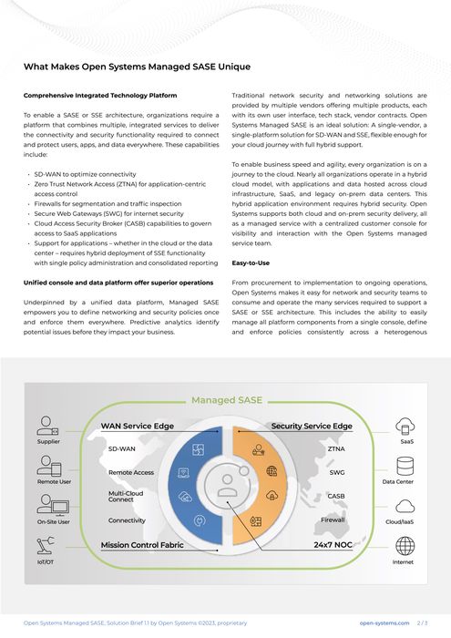 Open Systems Managed SASE Secure Connectivity made Simple