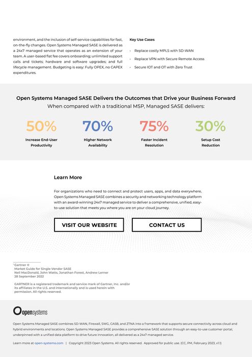 Open Systems Managed SASE Secure Connectivity made Simple