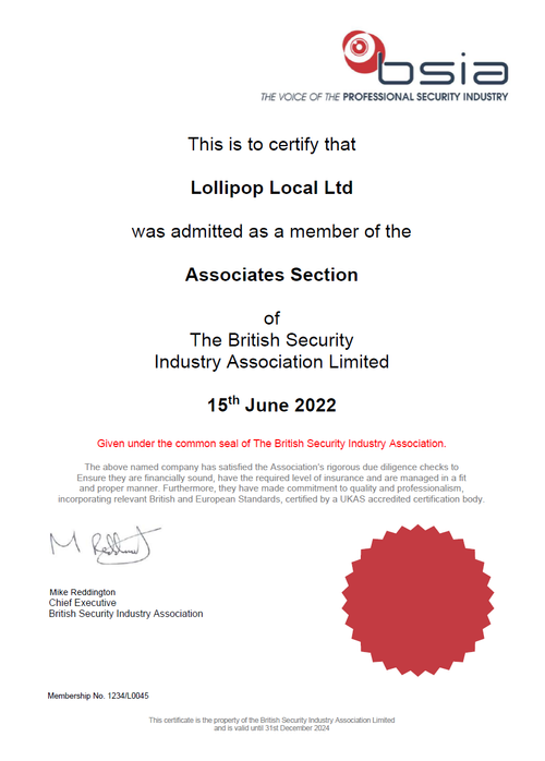 Lollipop: Associate Members of the BSIA for another year