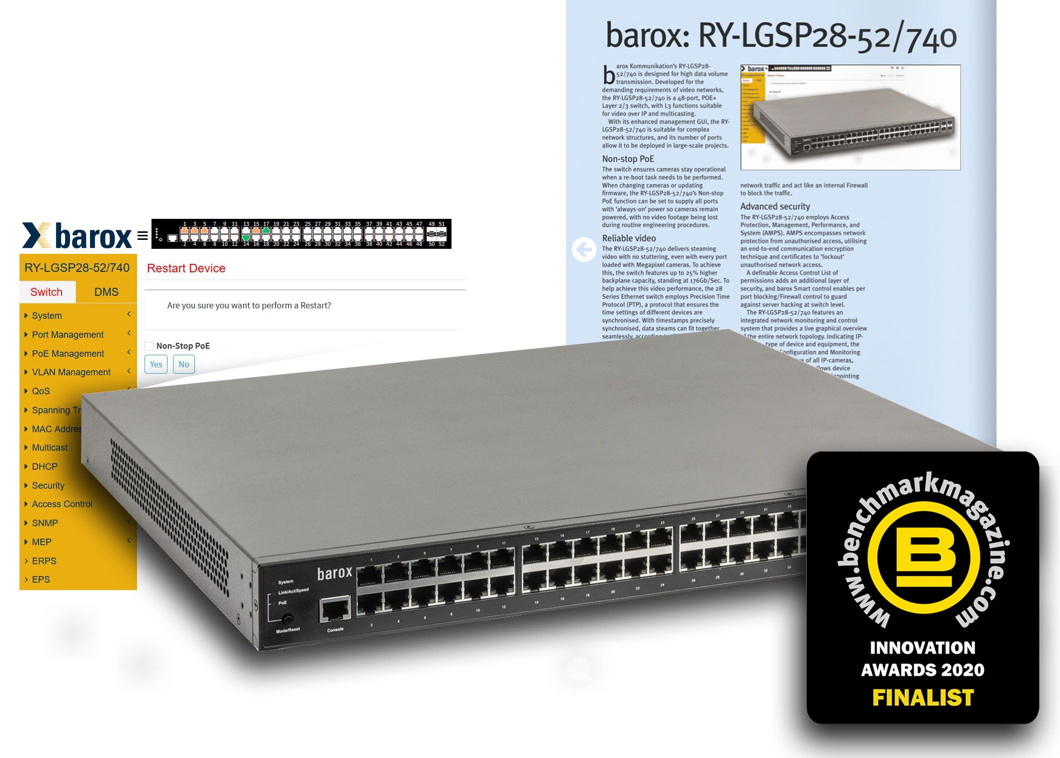 barox RY-LGSP28 Series – leading switch finalist in the Benchmark Innovation Awards 2020