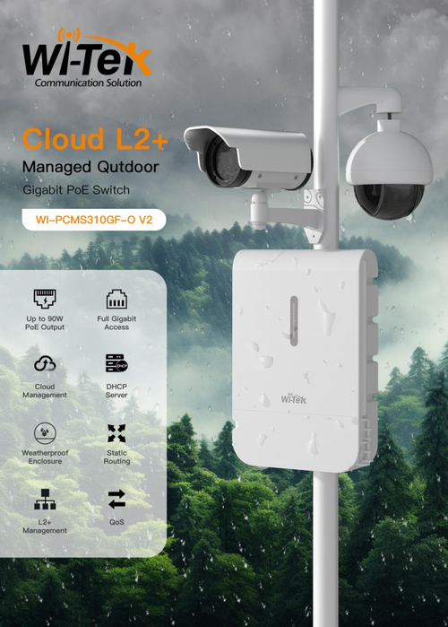 WI-PCMS310GF-O V2 - IP65 Rated Waterproof Cloud Easy Smart Outdoor PoE Switch
