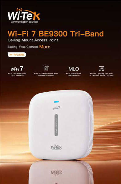 Wi-Tek WI-AP229BE: Next Gen Wi-Fi 7 Ceiling-Mount Access Point