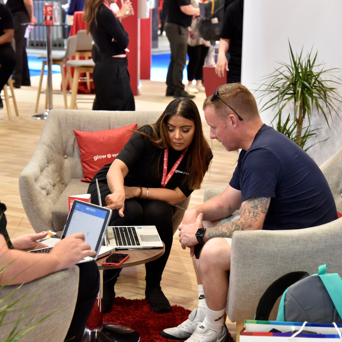 People networking on couch