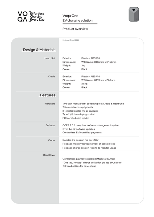 Voqa One Product Data Sheet