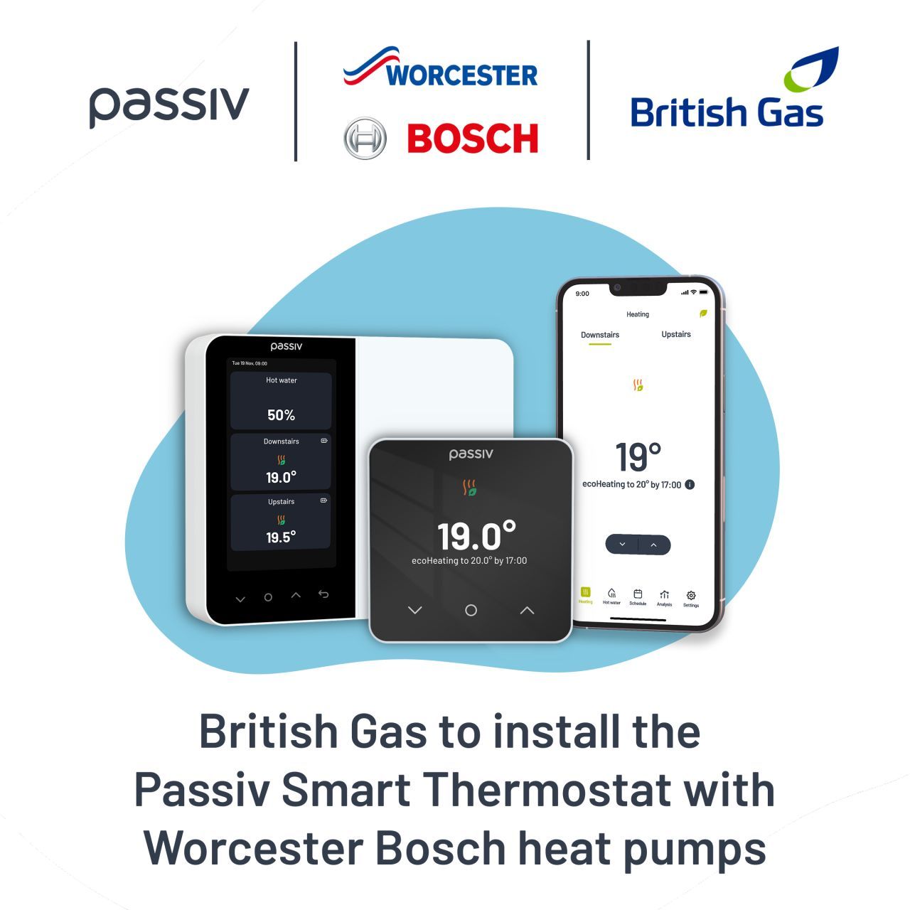 British Gas to install the Passiv Smart Thermostat with all Worcester Bosch heat pump installations