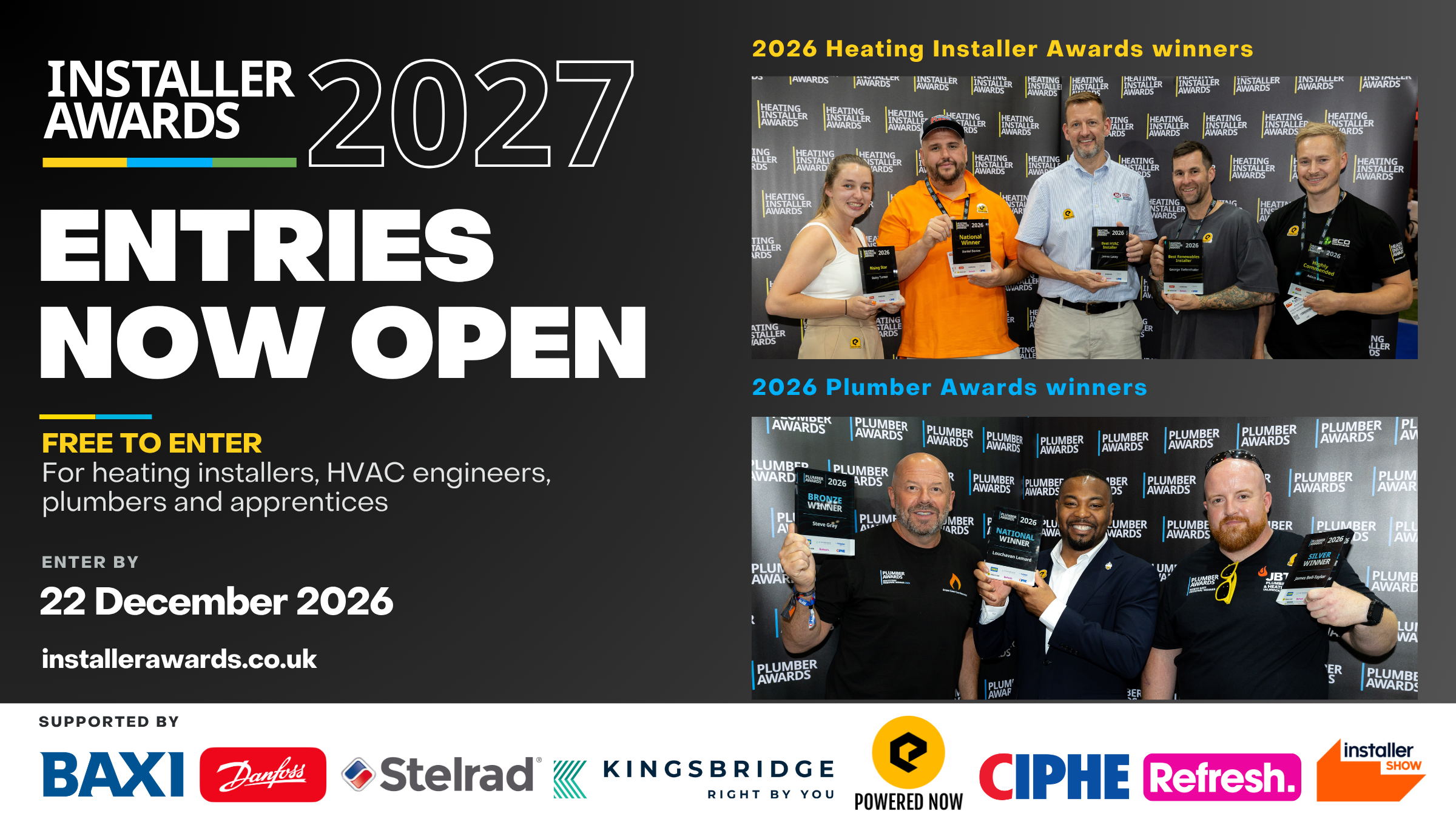 Calling all Heating Installers, HVAC Engineers, Plumbers and Apprentices –  Entries open for the Installer Awards 2027