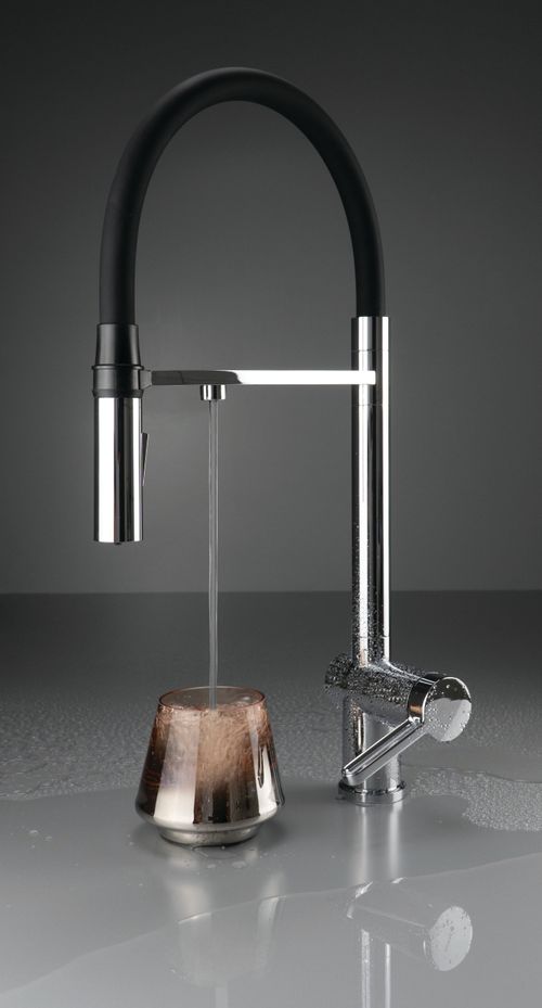 Magnetic - kitchen tap, with water filter connection, with elastic spout