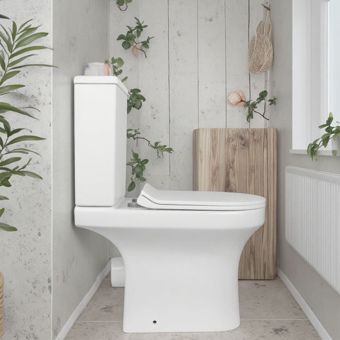 Floor Mounted Rimless WC Toilet | Ceramic Toilet Bowl Sanitary Ware Supplier Close Coupled WC Rimless - Open Back