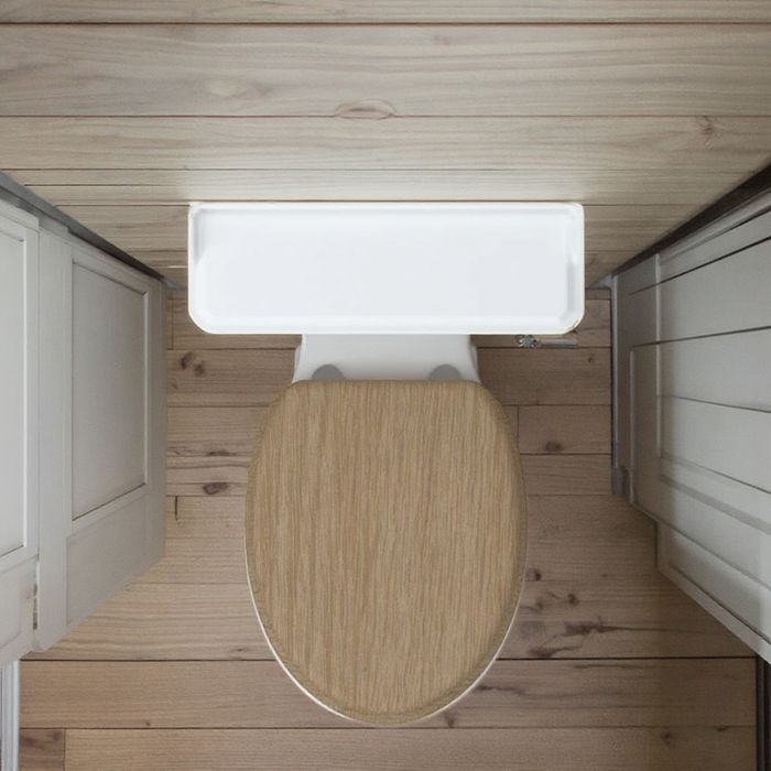 Sunrise Vintage British Toilet WC Close Coupled Traditional Toilet with Beech Toilet Seat