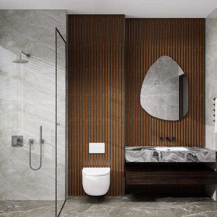 Aluvo Waterproof Panel 6 Slats Warm Walnut 2400 x 250