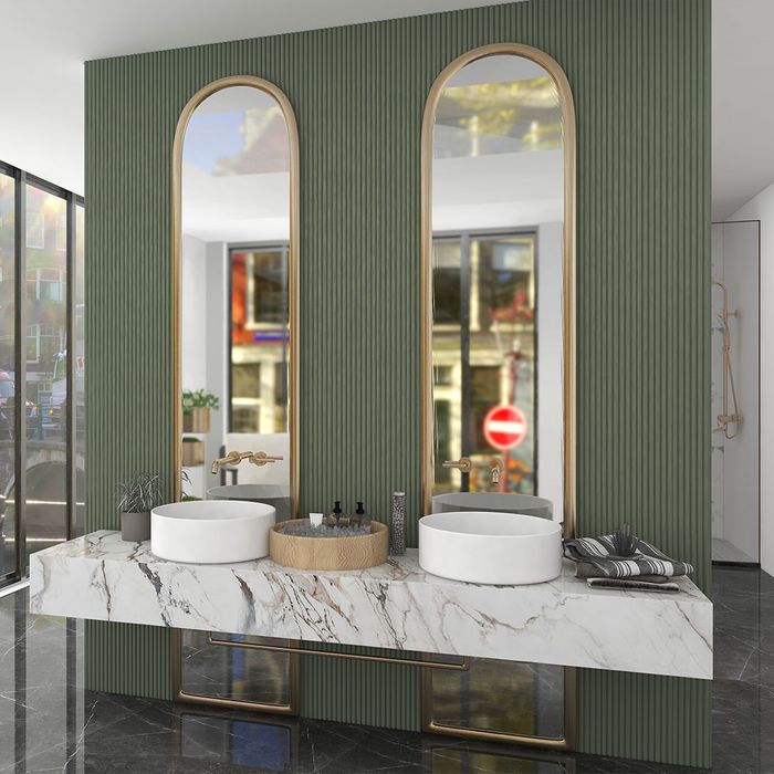 Aluvo Waterproof Panel Half Round Slats Duck Egg 2400 x 120