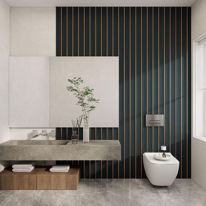 Aluvo Waterproof Panel Curved Slats Navy 2400 x 250