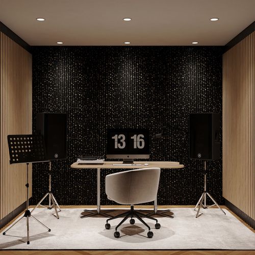 Metallic Acoustic Panel Black Gold Dot 2400 x 600