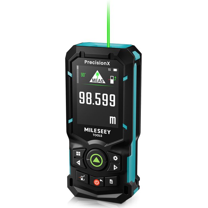 MILESEEY S50 Green-Beam Laser Distance Measure - 400ft Laser Measure, P2P, Side-Laser Alignment, Rechargeable, 2.4