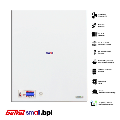 Guival Small.BPL 12kW – Compact Electric Combi Boiler for central heating & bath / shower