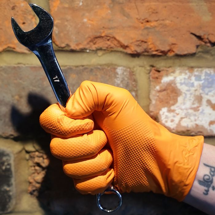 Tough Glove Gator Gripz Orange – Heavy-Duty Diamond Grip Nitrile Gloves for Installers & Trades