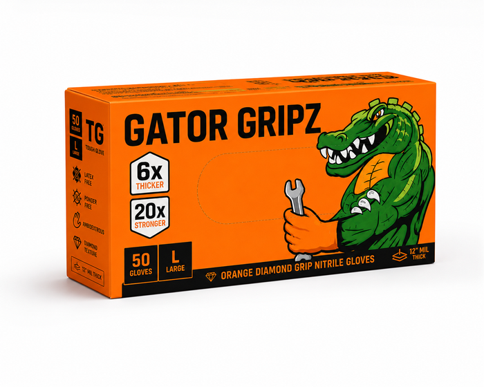 Tough Glove Gator Gripz Orange – Heavy-Duty Diamond Grip Nitrile Gloves for Installers & Trades