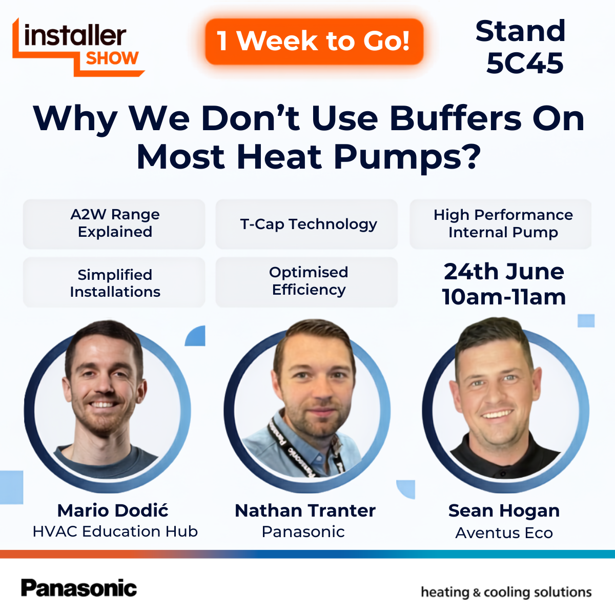 Panasonic to Host Expert Panel at InstallerSHOW 2026 on Optimising Heat Pump Design Without Buffer Tanks