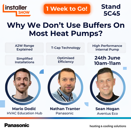 Panasonic to Host Expert Panel at InstallerSHOW 2026 on Optimising Heat Pump Design Without Buffer Tanks