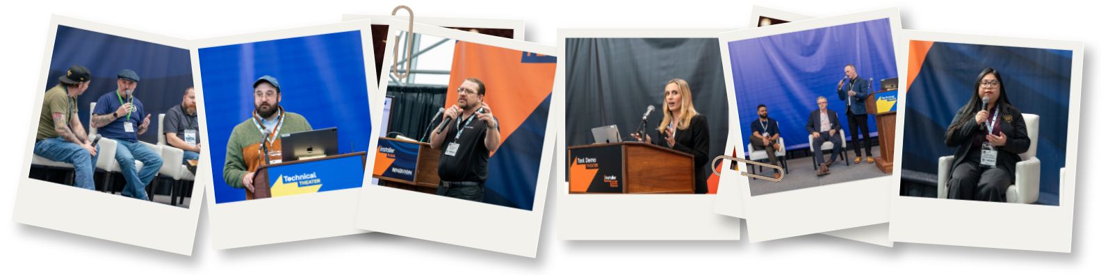 Polaroid collage of various speakers at InstallerSHOW New York