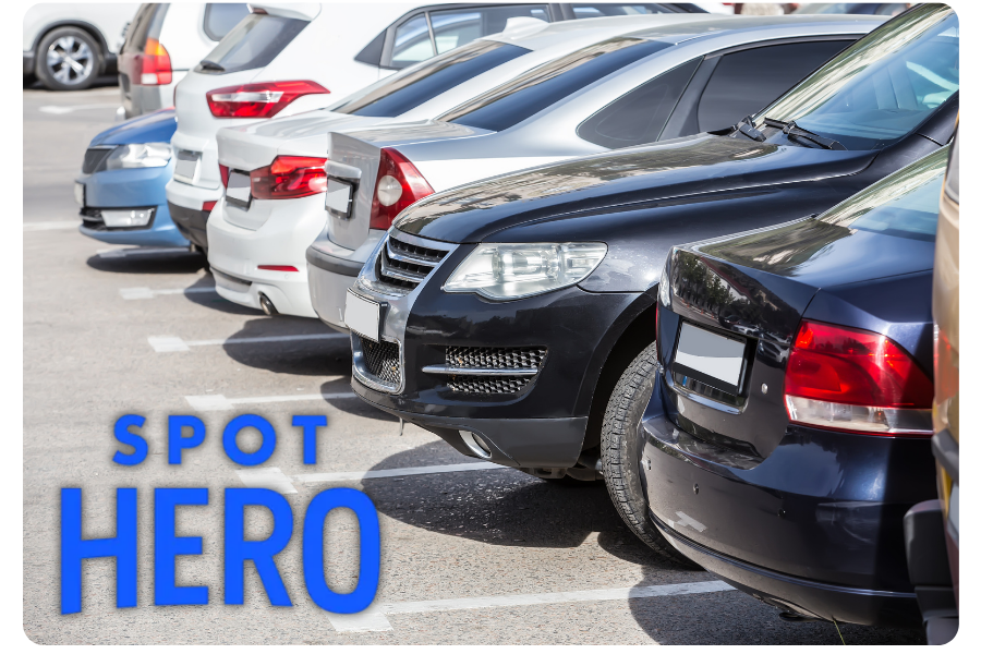 carpark with spot hero logo