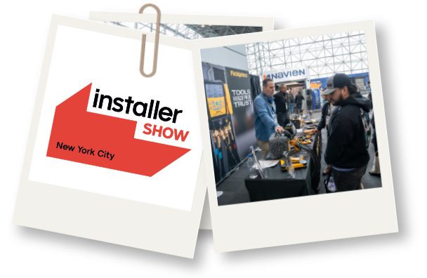 installershow logo and one photo of stand with products