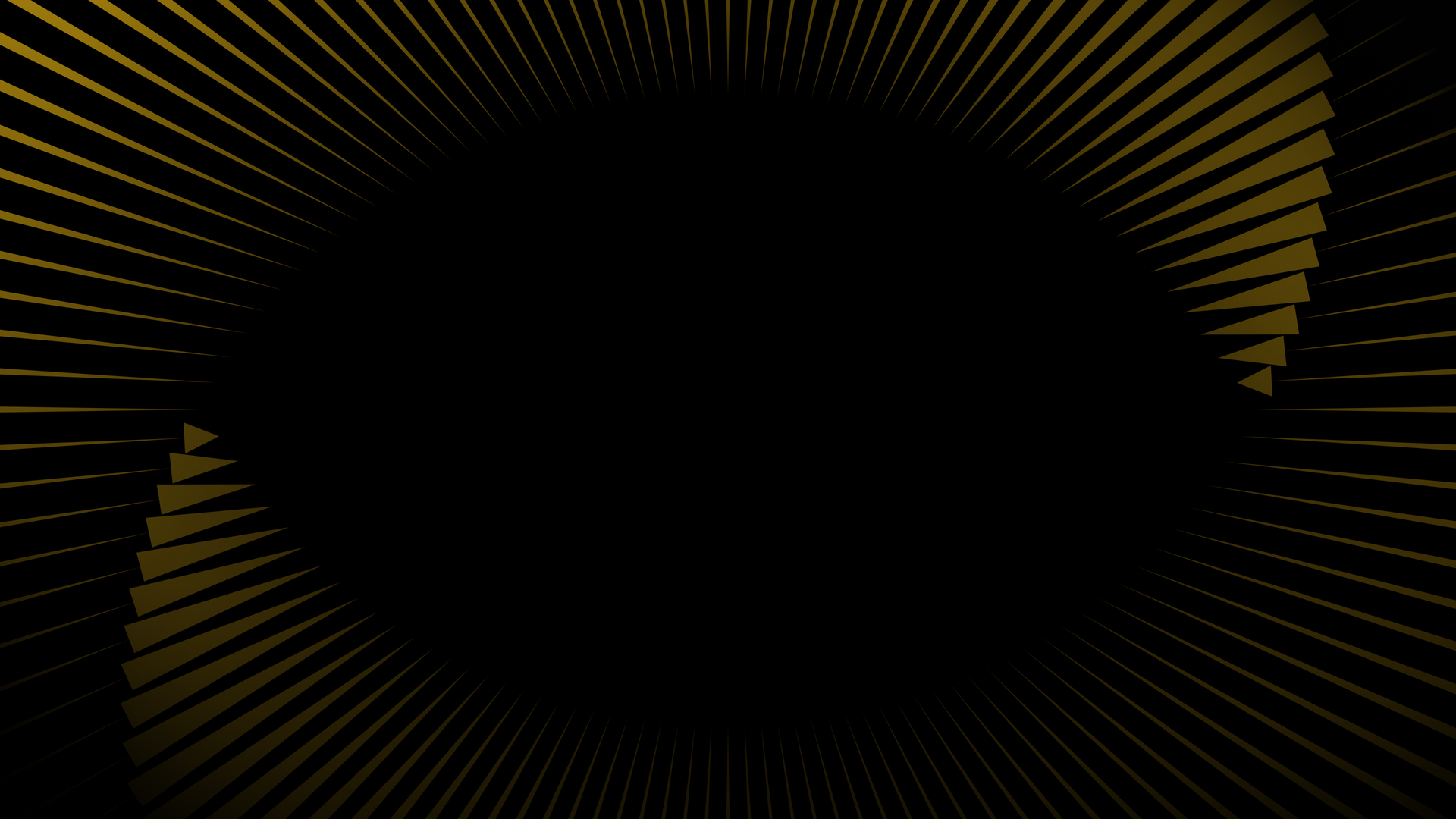 A series of radiating lines in gold and black, creating a striking, dynamic pattern that forms an abstract eye shape in the center.