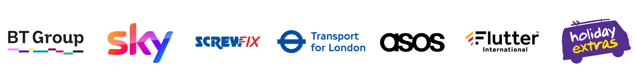 Transport for London, Sky, Screwfic, Holiday extras, Flutter International, BT Group, ASOS