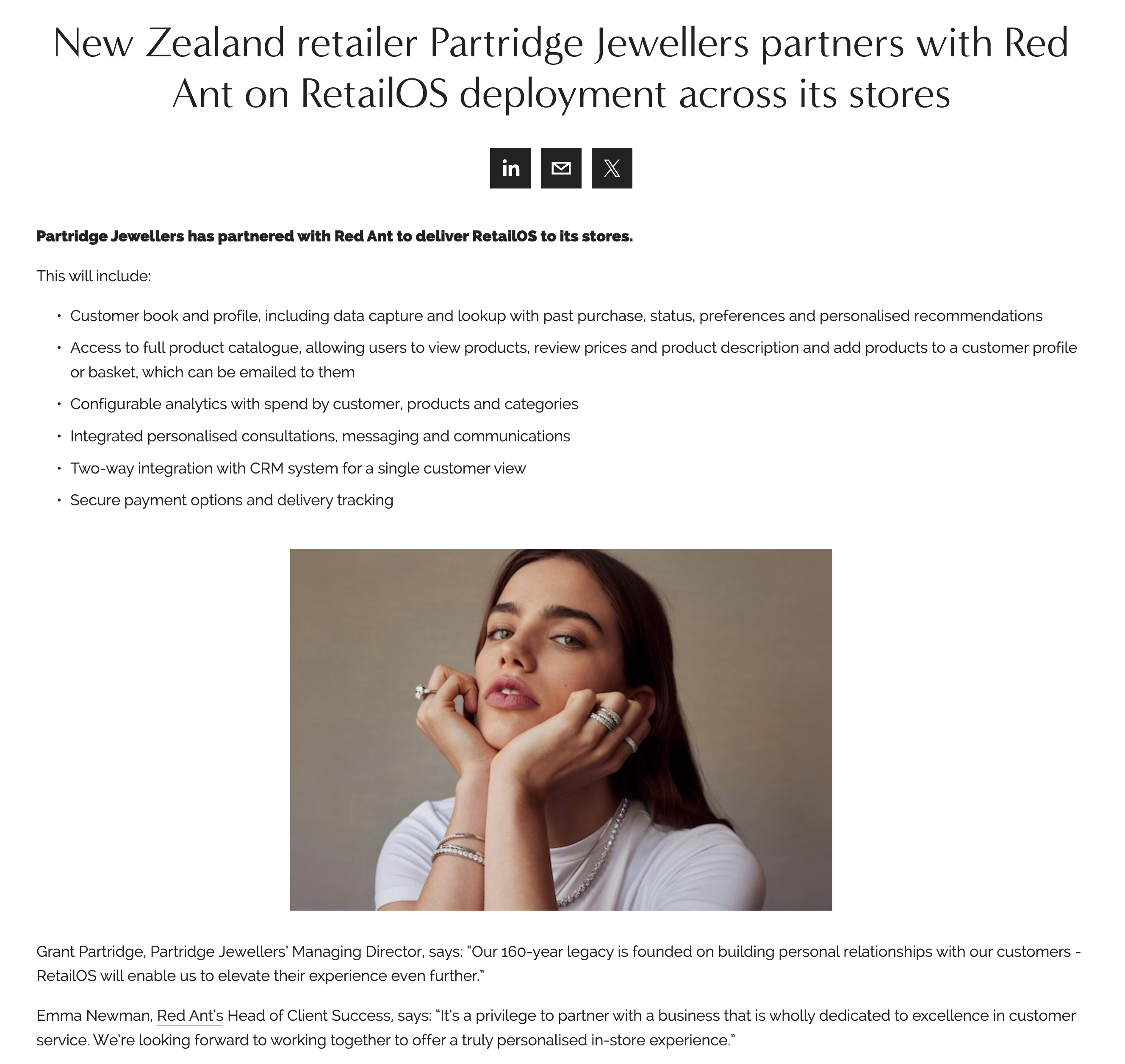 Partridge Jewellers partners with Red Ant