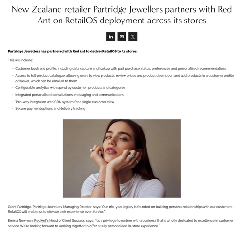 Partridge Jewellers partners with Red Ant