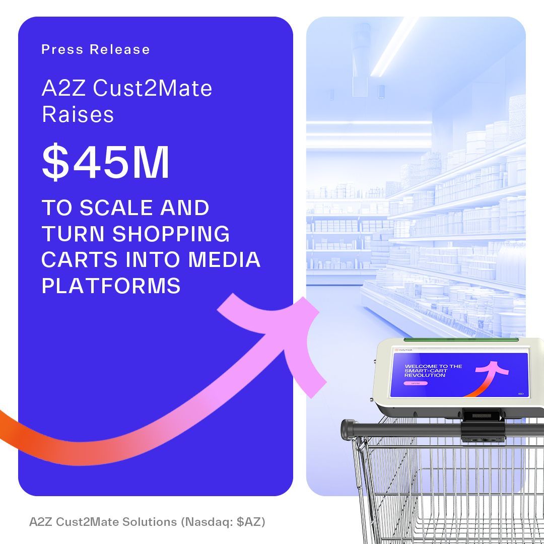 A2Z Cust2Mate Completes Oversubscribed $45 Million Equity Raise, Anchored by Leading Global Financial Institutions