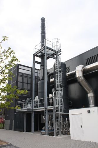 Flue gas cleaning for fire brigade trainings center