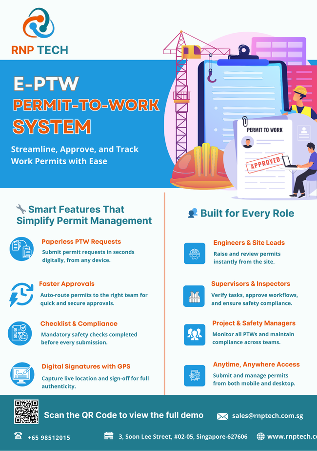 RNP Tech Launches E-PTW System to Revolutionize Permit-to-Work Safety in Singapore Worksites