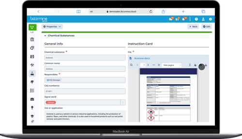 Substances Management with our Safety Data Sheet software Bizzmine