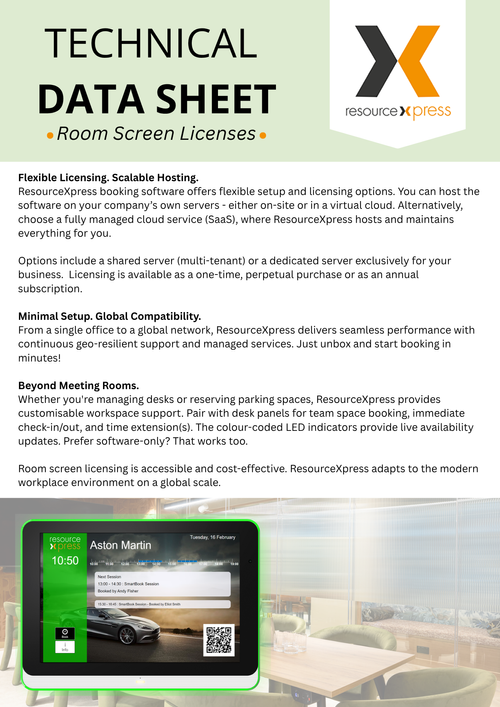 Workspace Booking Data Sheet